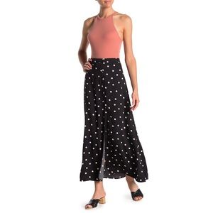 Polka Dot Front Slit Maxi Skirt